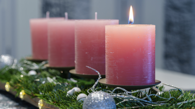 Advent wreath with candles on the table as decoration