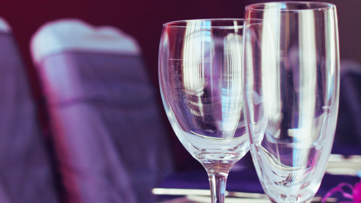 Wine and Champagne glasses set up.