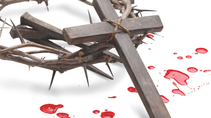 Metal nails, crown of thorns, drops of blood.  Christian Easter holiday.