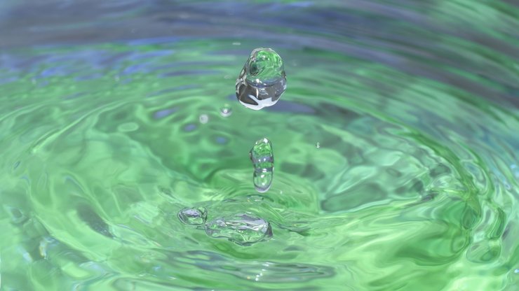 Green and blue water liquid with splash and waves