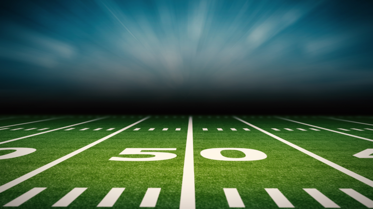 3d rendering empty american football field with stadium